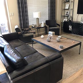 living room with decorations.