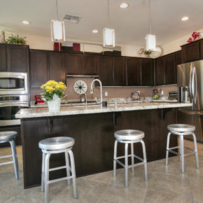 kitchen with stools